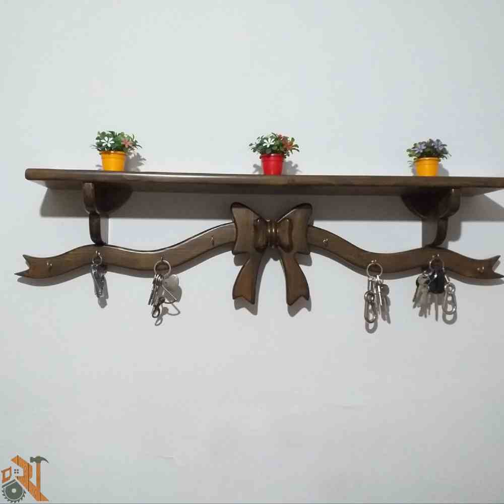 جا کلیدی دیواری چوبی با طرح پاپیون